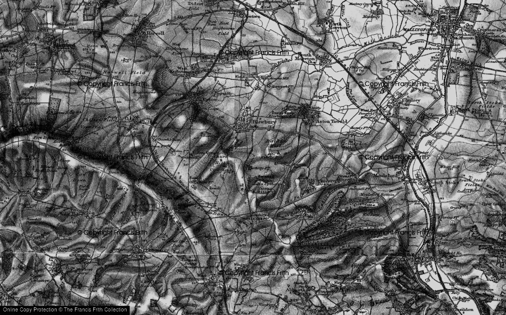 Old Map of Historic Map covering Ashton Upthorpe Downs in 1895
