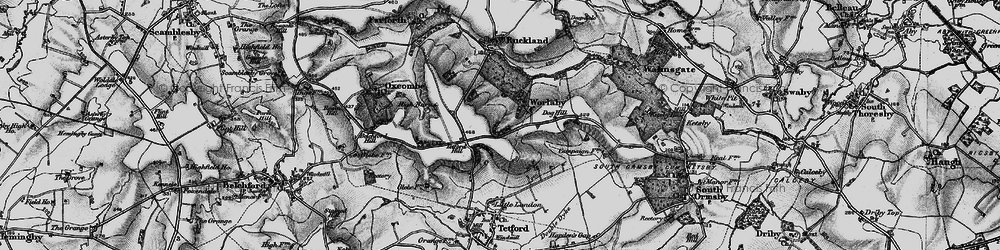 Old map of Bluestone Heath Road in 1899