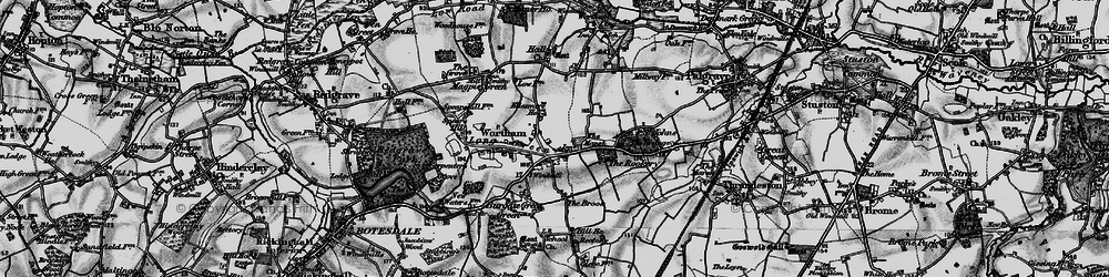 Old map of Wortham in 1898