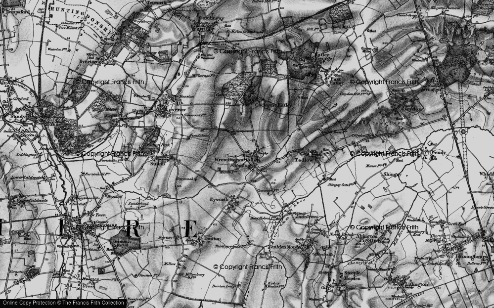 Old Map of Wrestlingworth, 1896 in 1896