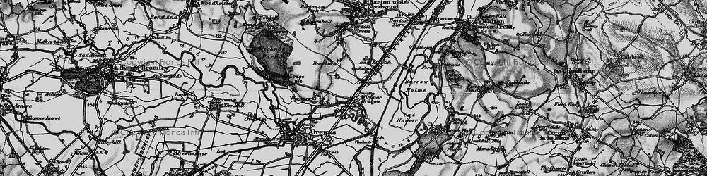 Old map of Wychnor Bridges in 1898