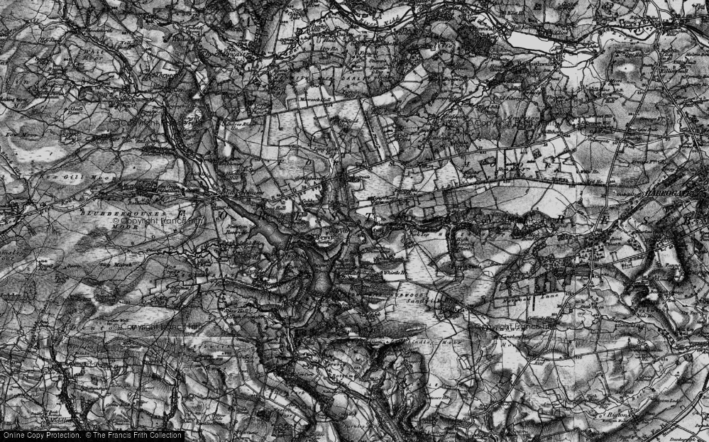 Old Map of Historic Map covering Worstall Craggs in 1898