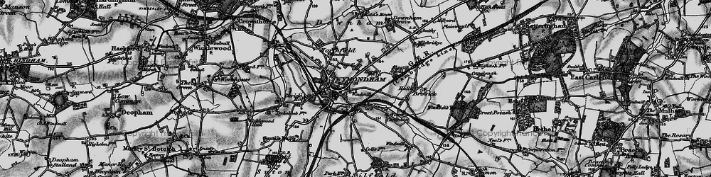 Old map of Wymondham in 1898