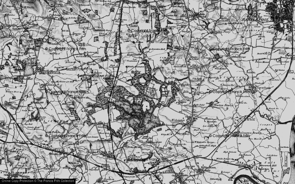 Old Map of Historic Map covering Black Squares in 1898