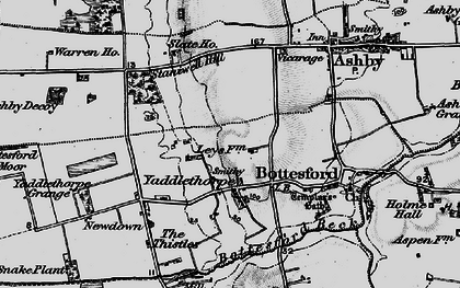 Old map of Bottesford Beck in 1895