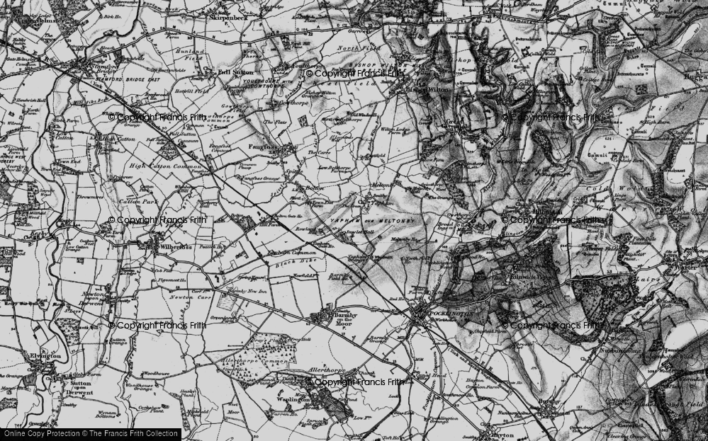 Old Map of Historic Map covering Yapham Common in 1898