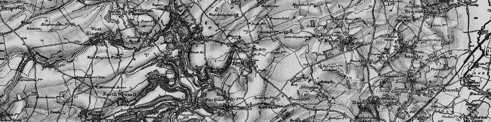Old map of Yatton Keynell in 1898