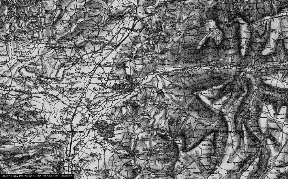 Old Map of Yondercott, 1898 in 1898