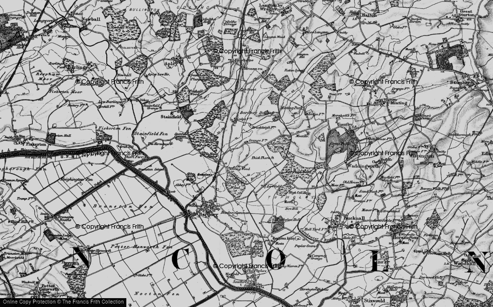 Old Map of Historic Map covering Tile House Beck in 1899